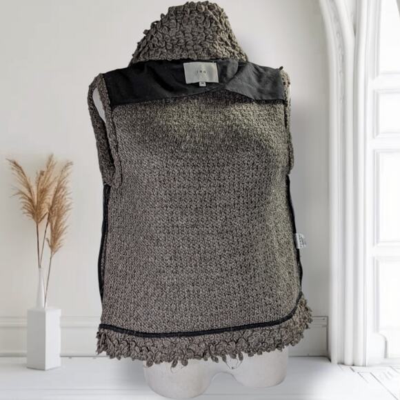 IRO Paris Catleen Boucle Knit Vest Gray Sleeveless Cowl Neck Layering Sweater 36 - Picture 12 of 16